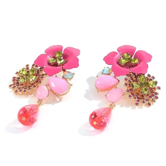 Anthropologie Jewelry - New Flowers ..Floral Multicolor water droplet Earrings